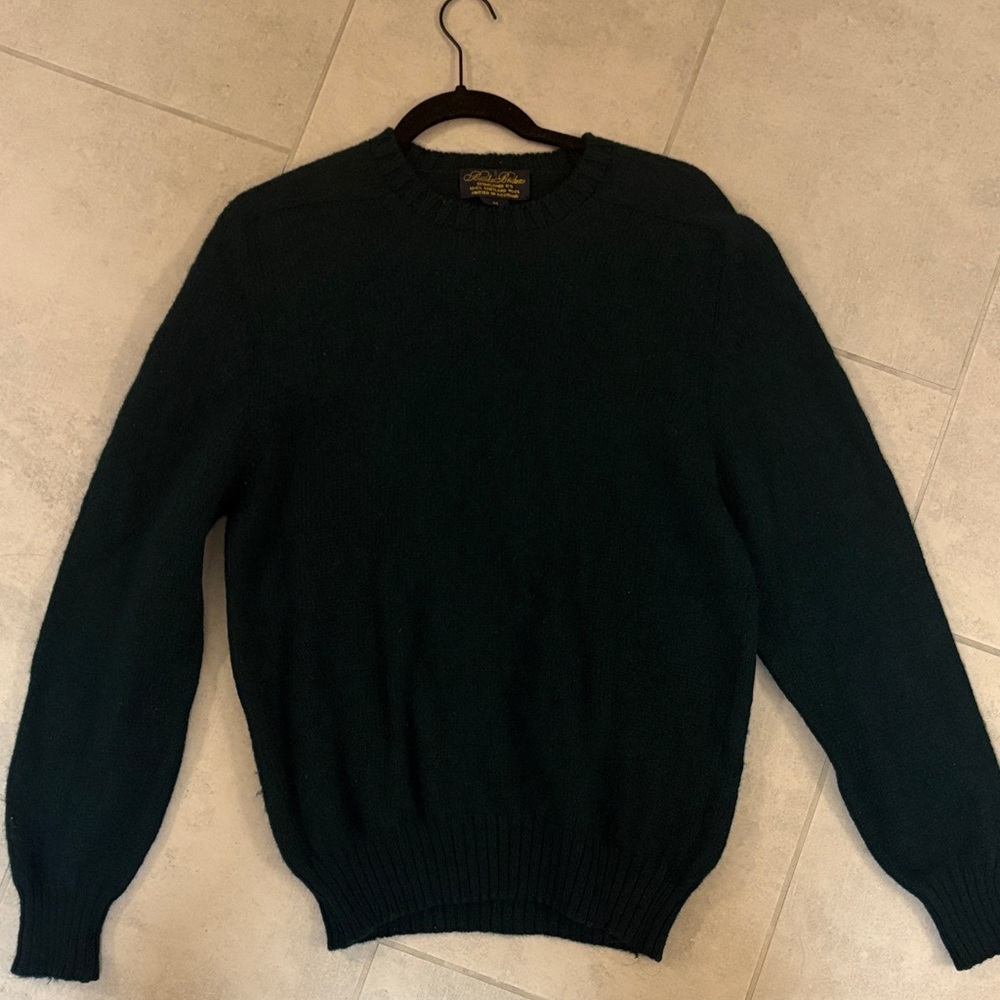 Men's Dark Green Sweater 100% Scottish wool Brooks Brothers